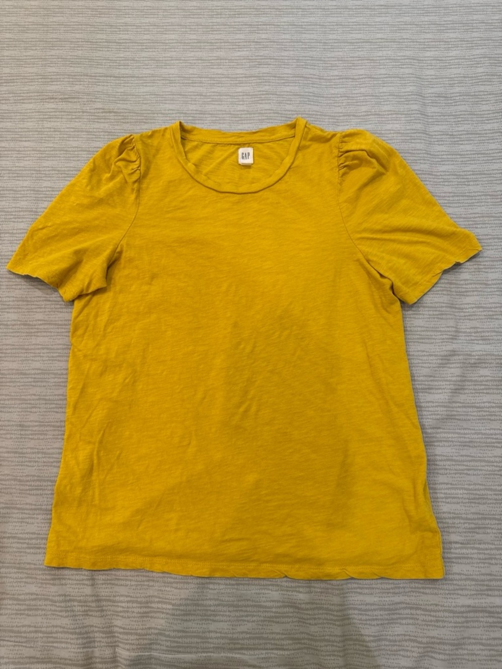 GAP Women's Puff Sleeve Short Sleeve Tee in Mustard Yellow